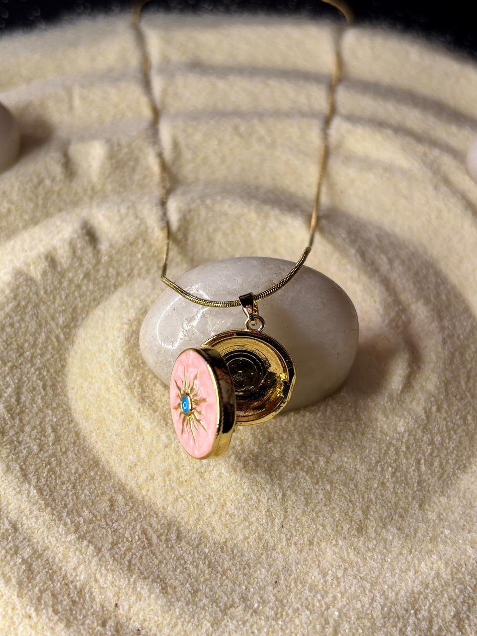 openable pink sun locket