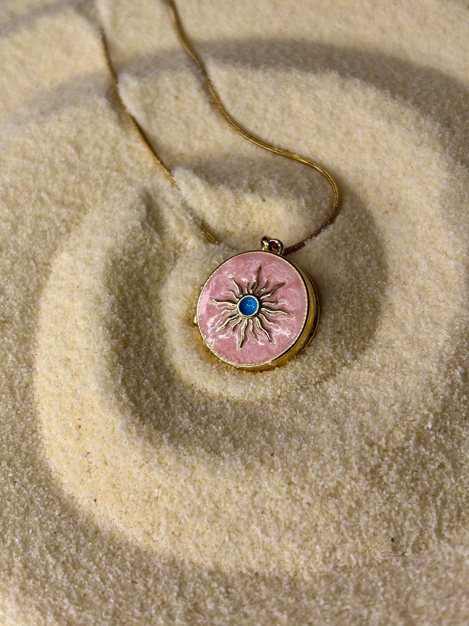 openable pink sun locket