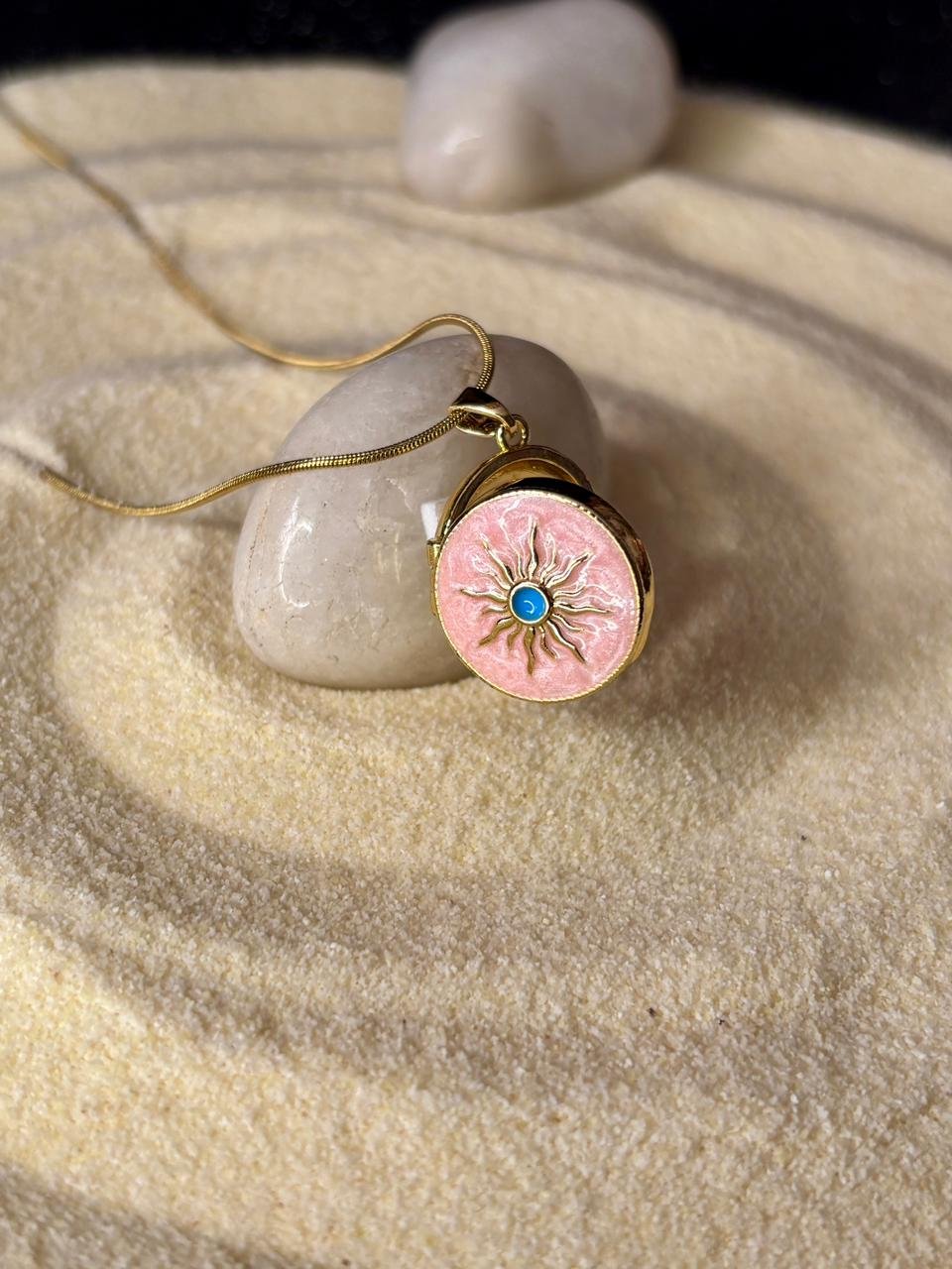 Openable Pink Sun Locket