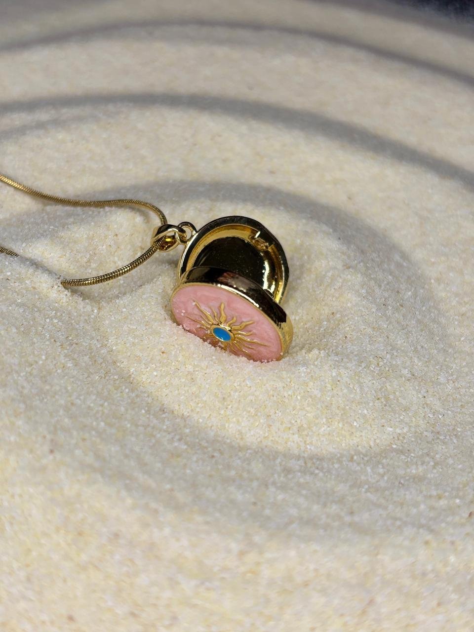 openable pink sun locket