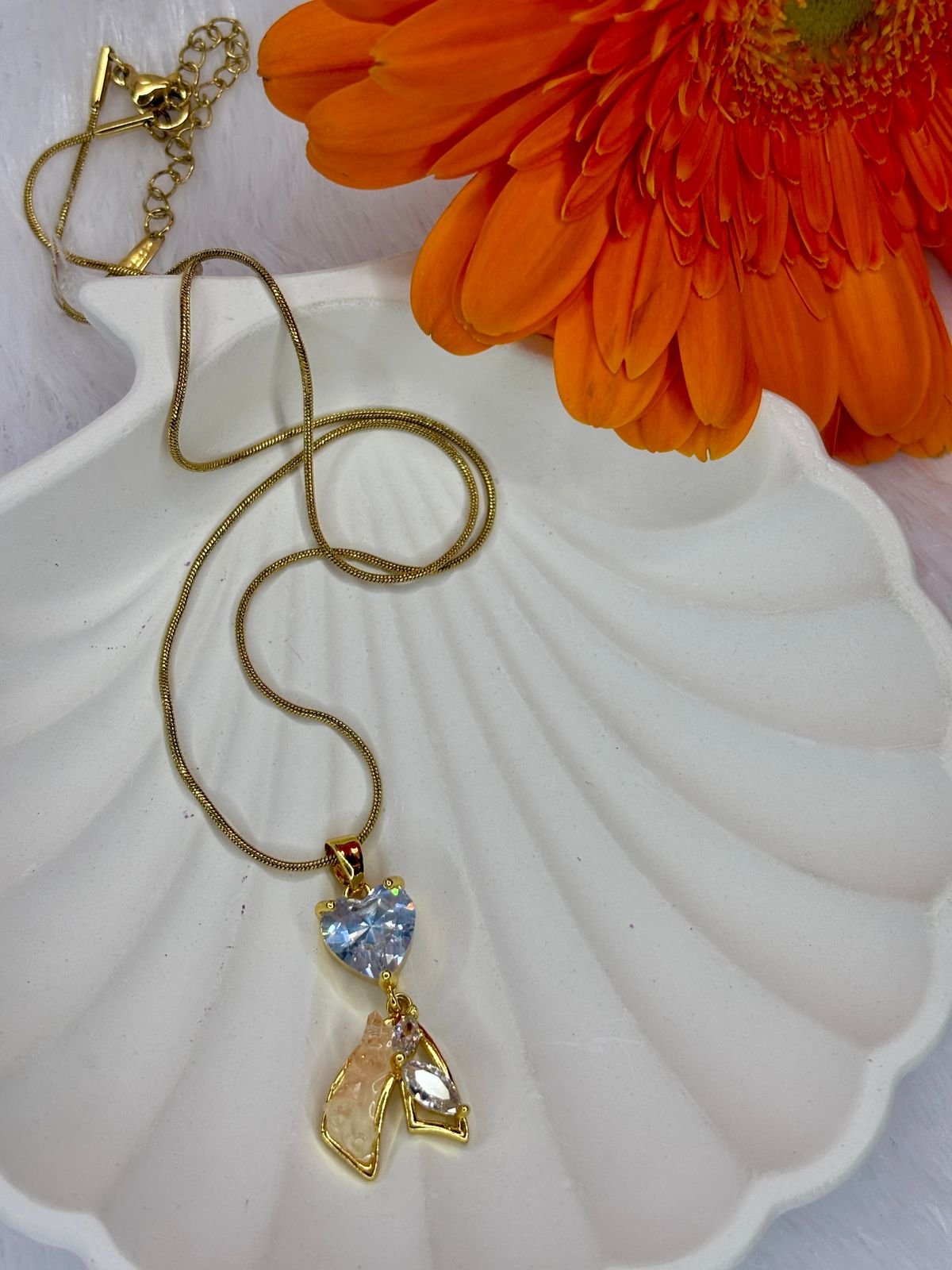 Crystal Heart Drop Necklace