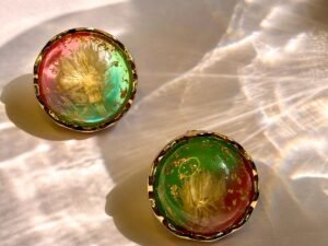 Red and Green Resin Earring