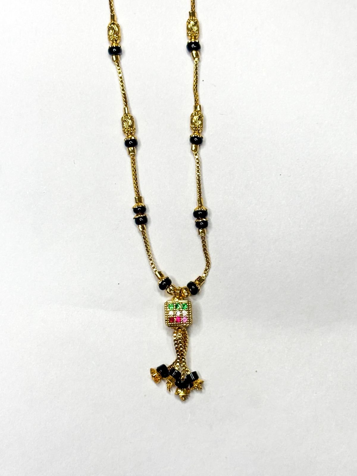Navratna Tassel Mangalsutra Necklace - Image 2
