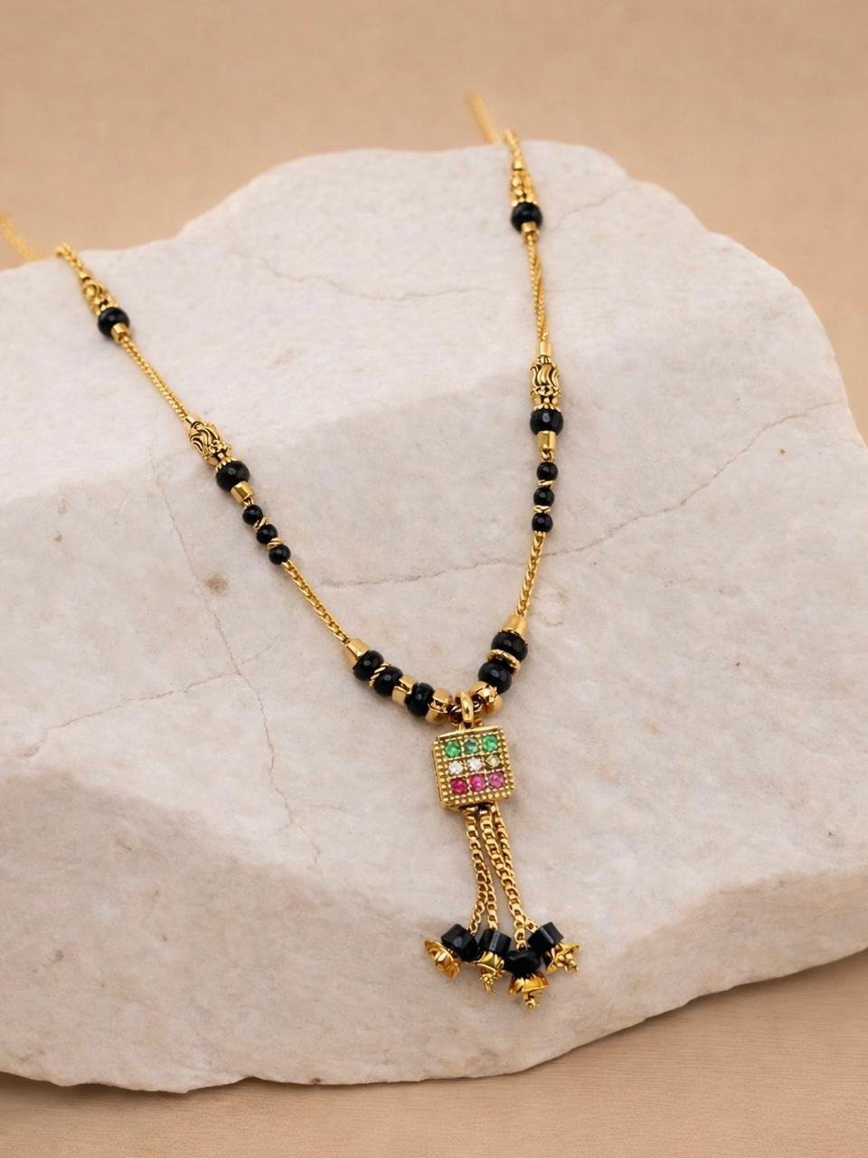 Navratna Tassel Mangalsutra Necklace