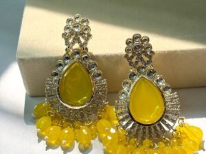 Yellow Radiance Kundan Drop Earrings