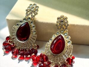 Red Radiance Kundan Drop Earrings