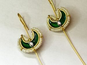 Emerald Crescent Pearl Drop Earring