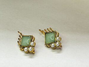 Mint Pearl Square Bugadi Earrings