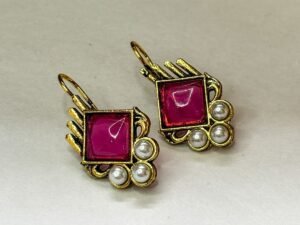 Purple Pearl Square Bugadi Earrings