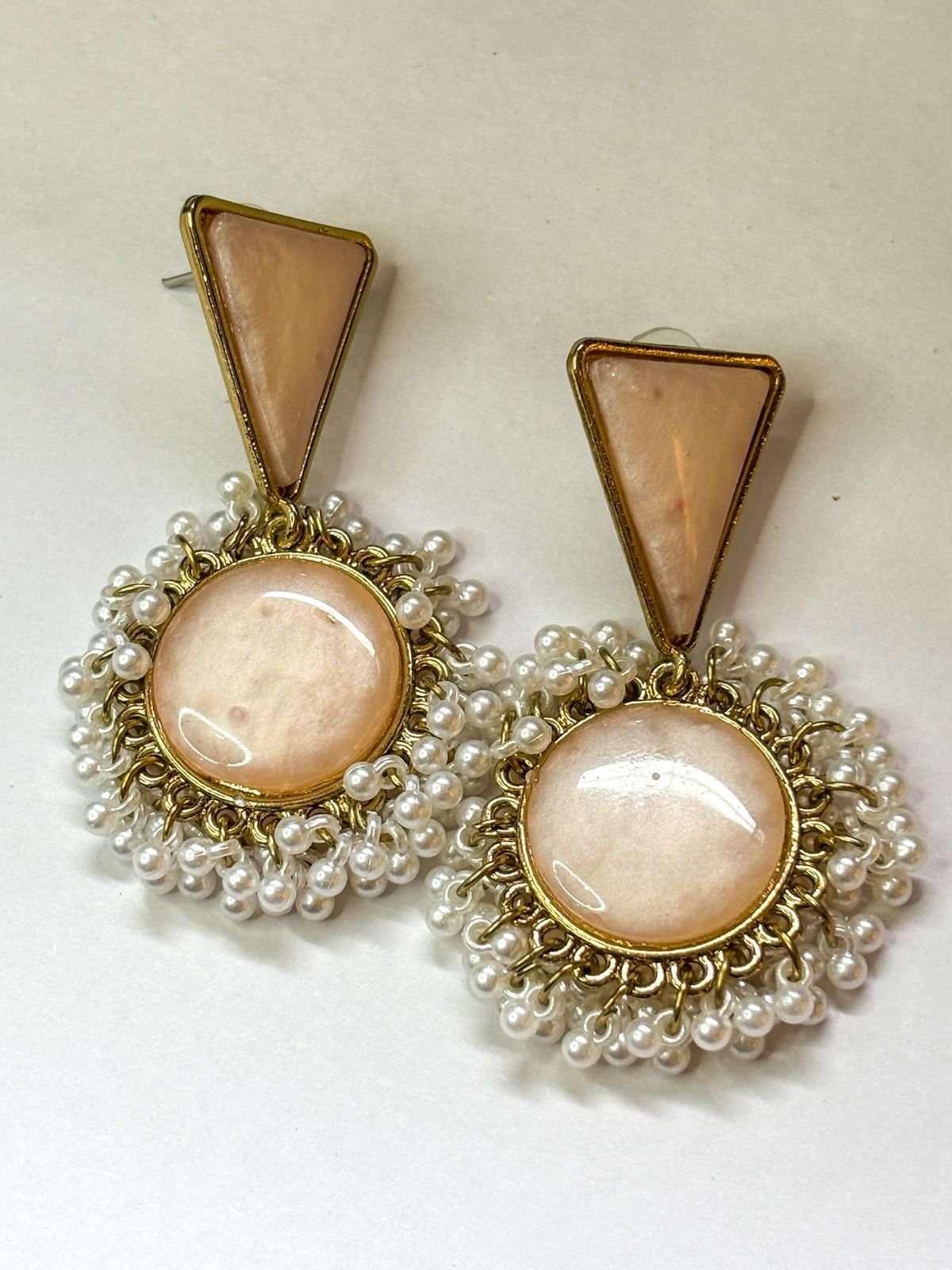 Peach Royale Pearl Drop Earrings