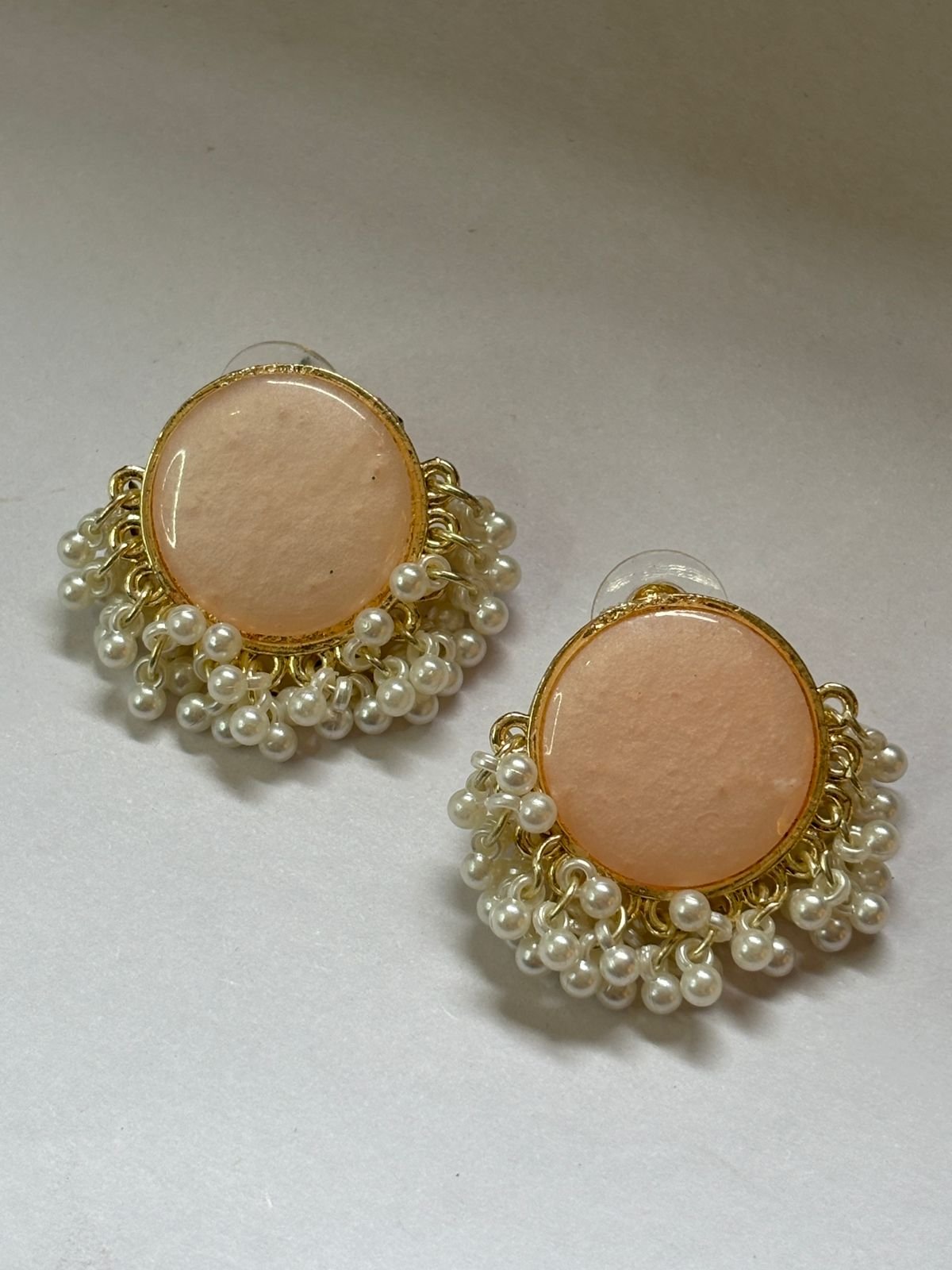 Royal Peach Pearl Studs
