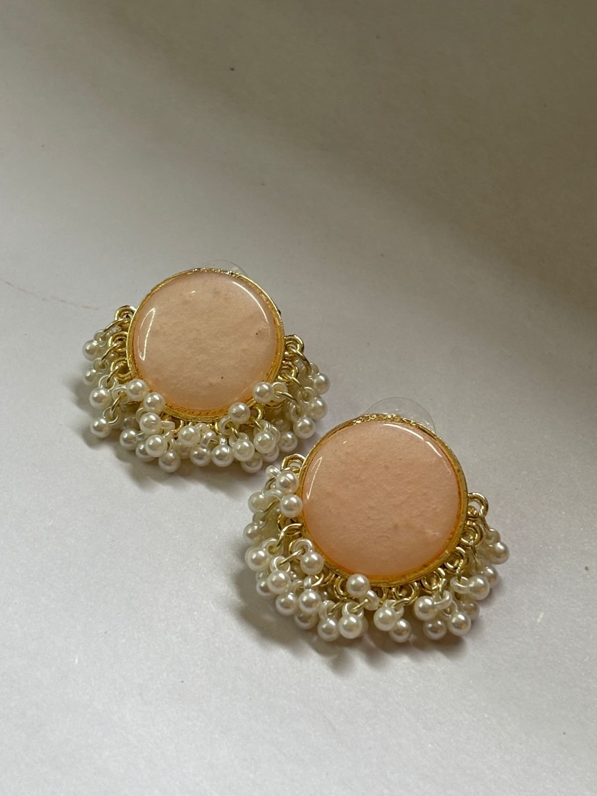 Royal Peach Pearl Studs - Image 2