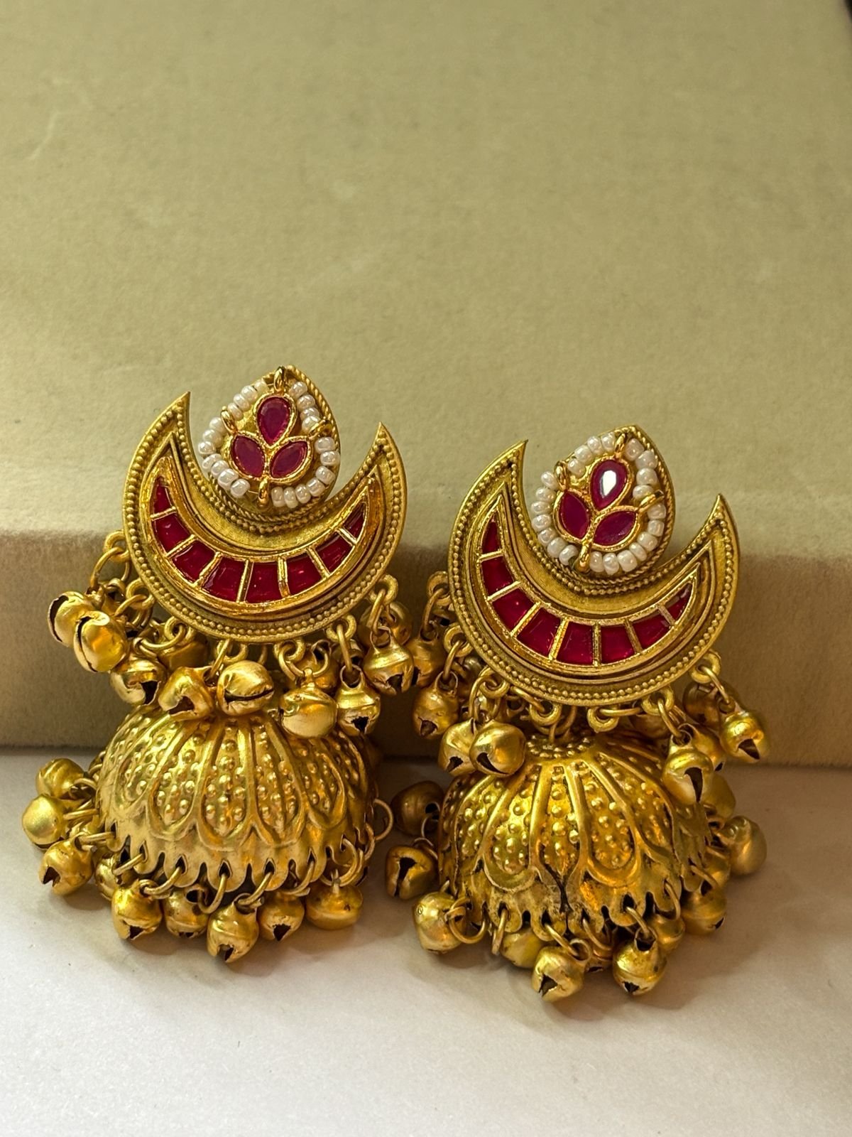 Kashmir Noor Pink Jhumka Earrings - Image 2