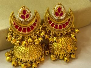 Kashmir Noor Pink Jhumka Earrings