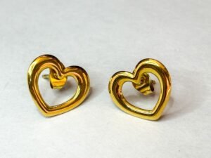 Golden Heart Outline Stud Earrings