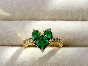 Triora Green Gemstone Crown Ring