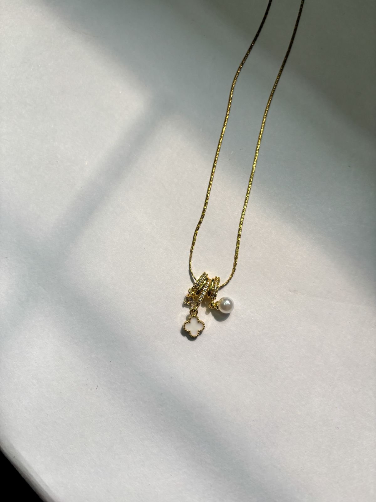 Rosybling Clover Pearl Charm Chain - Image 2