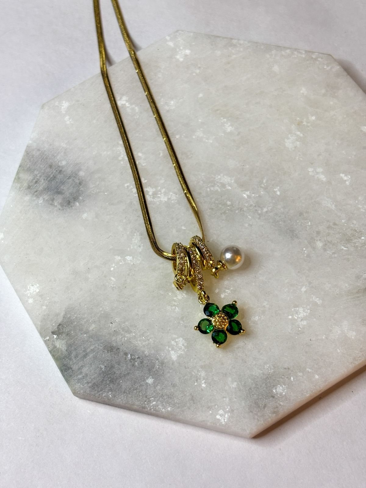 Rosybling Emerald Bloom Charm Chain