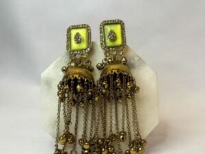 Noor Green Kashmiri Tassel Jhumka Earrings
