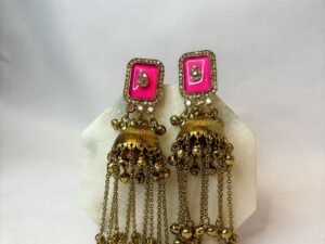 Noor Pink Kashmiri Tassel Jhumka Earrings