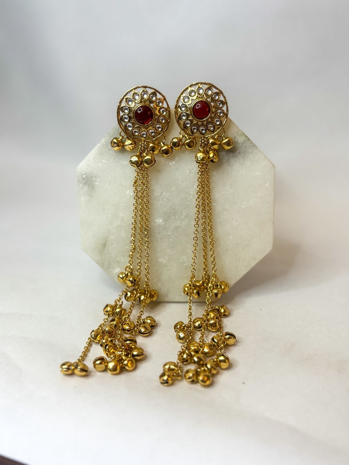 Noor Ruby Kashmiri Tassel Earrings
