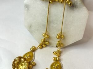 Gulbahar Yellow Kashmiri Long Jhumka Earrings