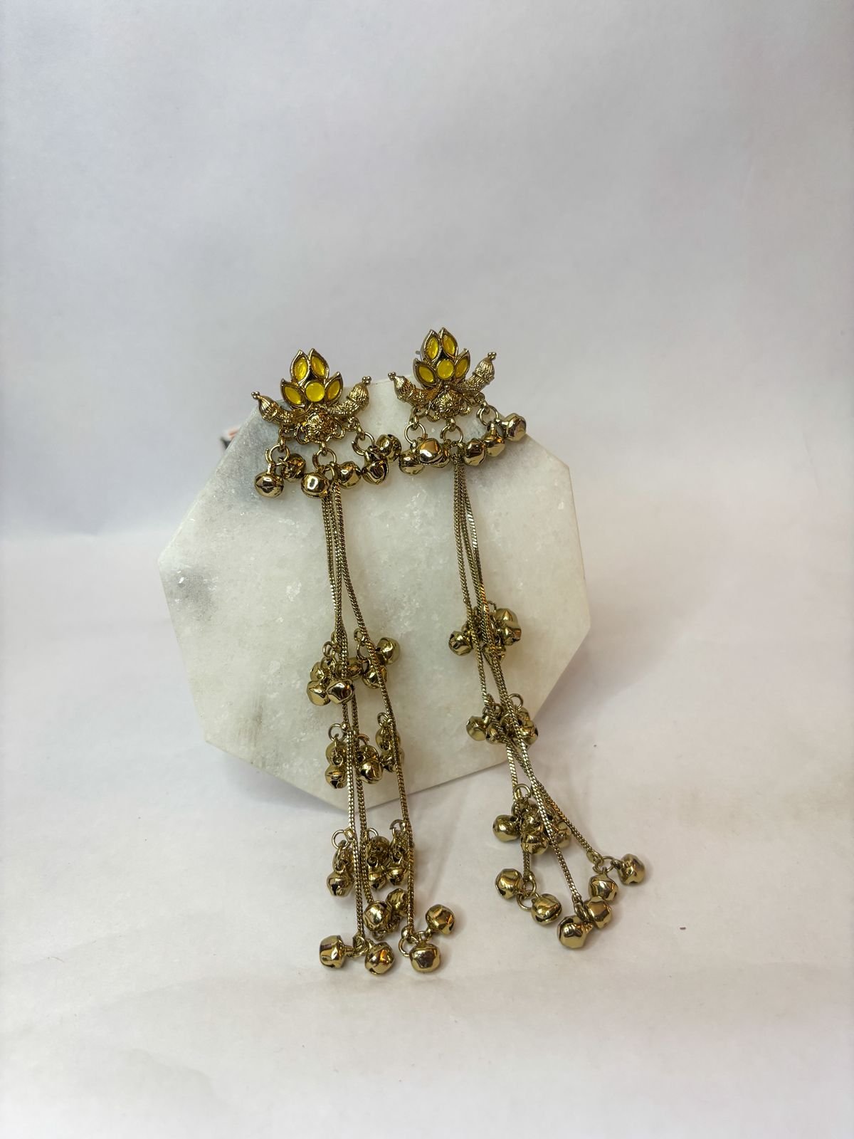 Noor Yellow Kashmiri Ghungroo Tassel Earrings