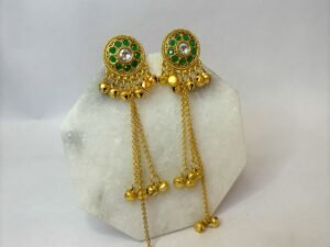Zeenat Green Kashmiri Tassel Earrings by RosyBling.