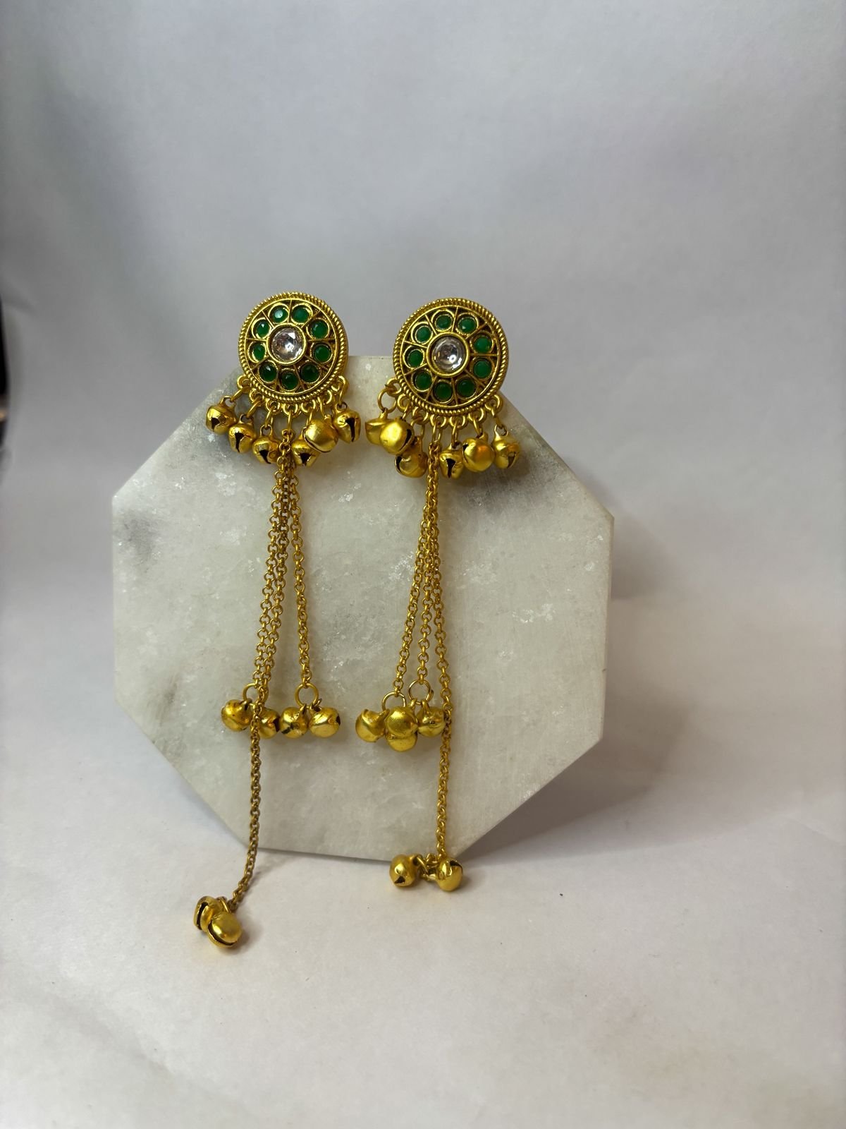 Zeenat Green Kashmiri Tassel Earrings by RosyBling. - Image 4