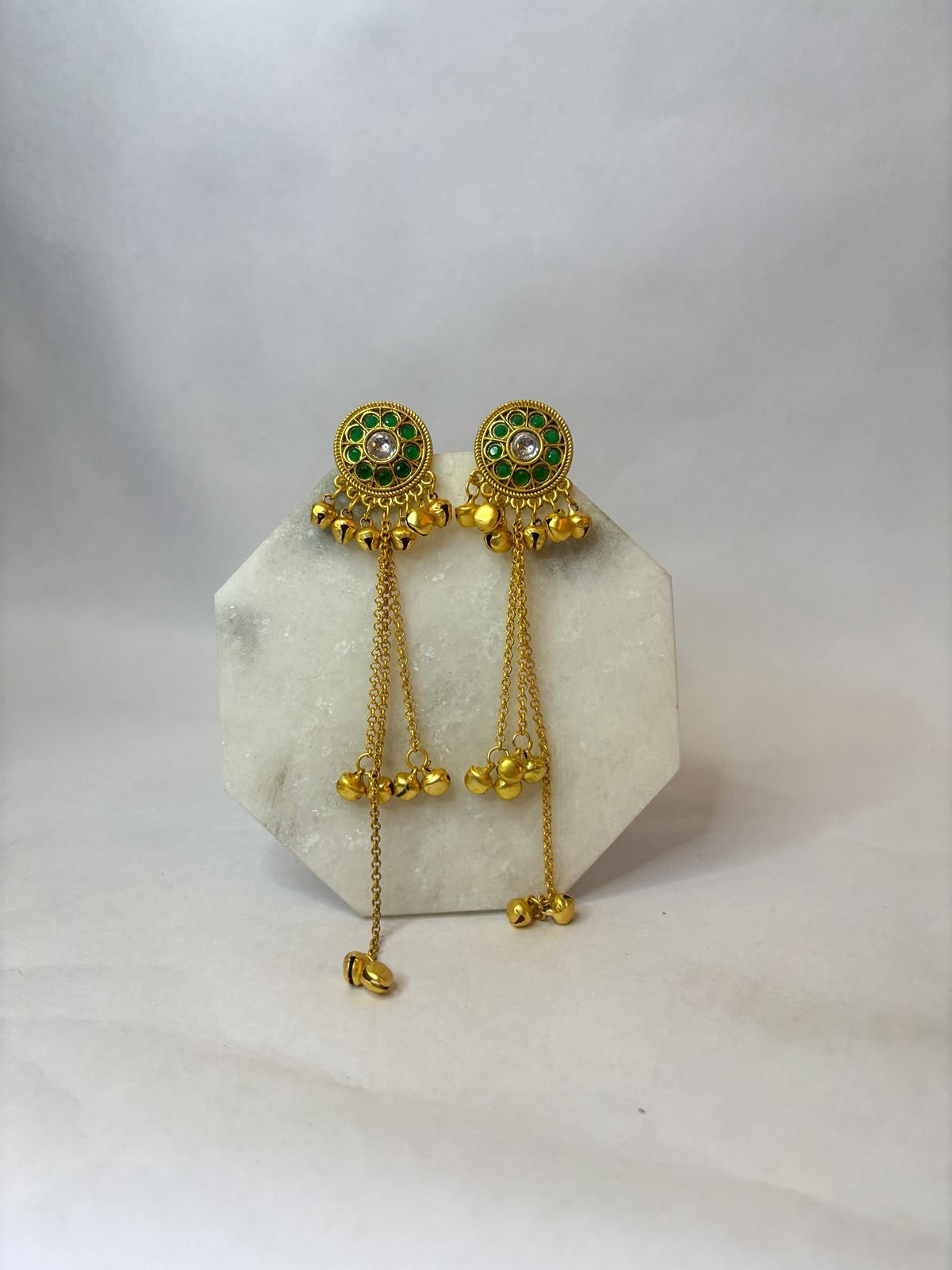 Zeenat Green Kashmiri Tassel Earrings by RosyBling. - Image 2