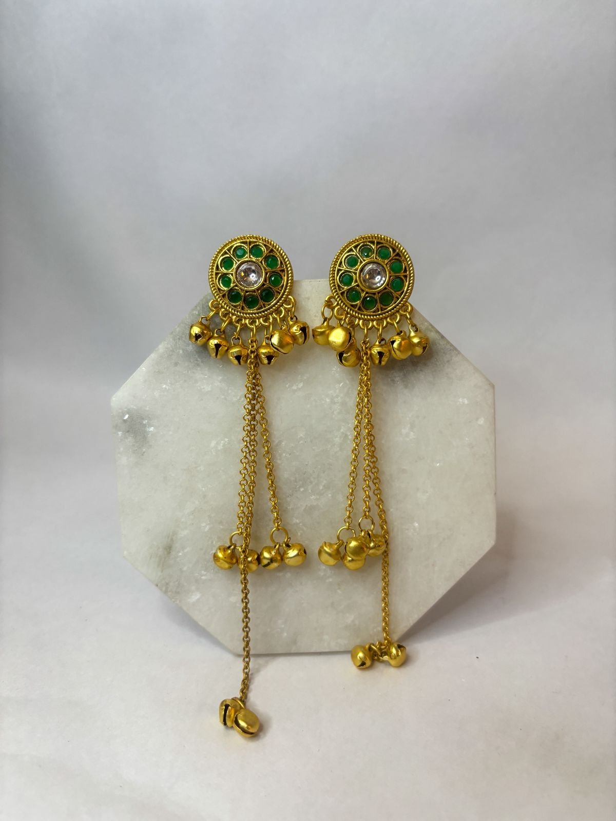 Zeenat Green Kashmiri Tassel Earrings by RosyBling. - Image 3