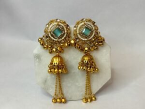 Noor Sea Blue Kashmiri Jhumka Earrings