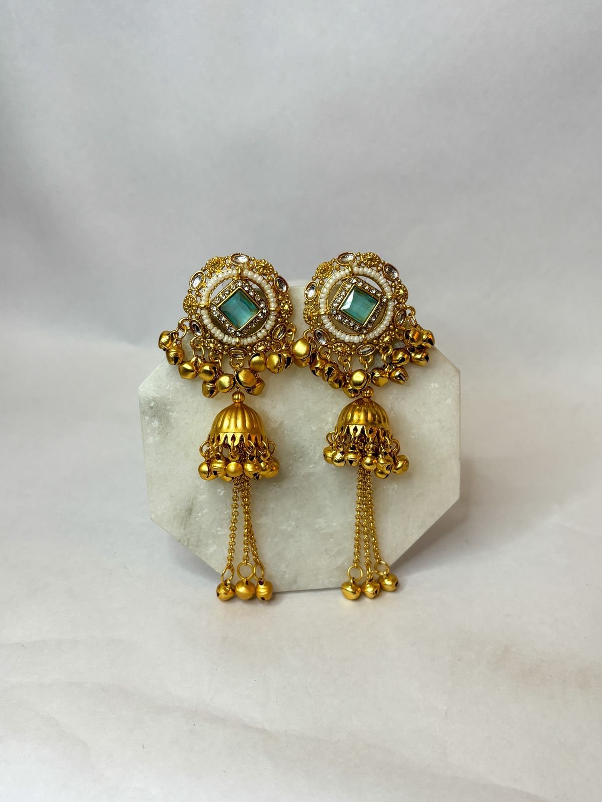 Noor Sea Blue Kashmiri Jhumka Earrings