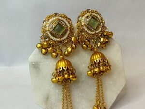 Noor Sea Green Kashmiri Jhumka Earrings