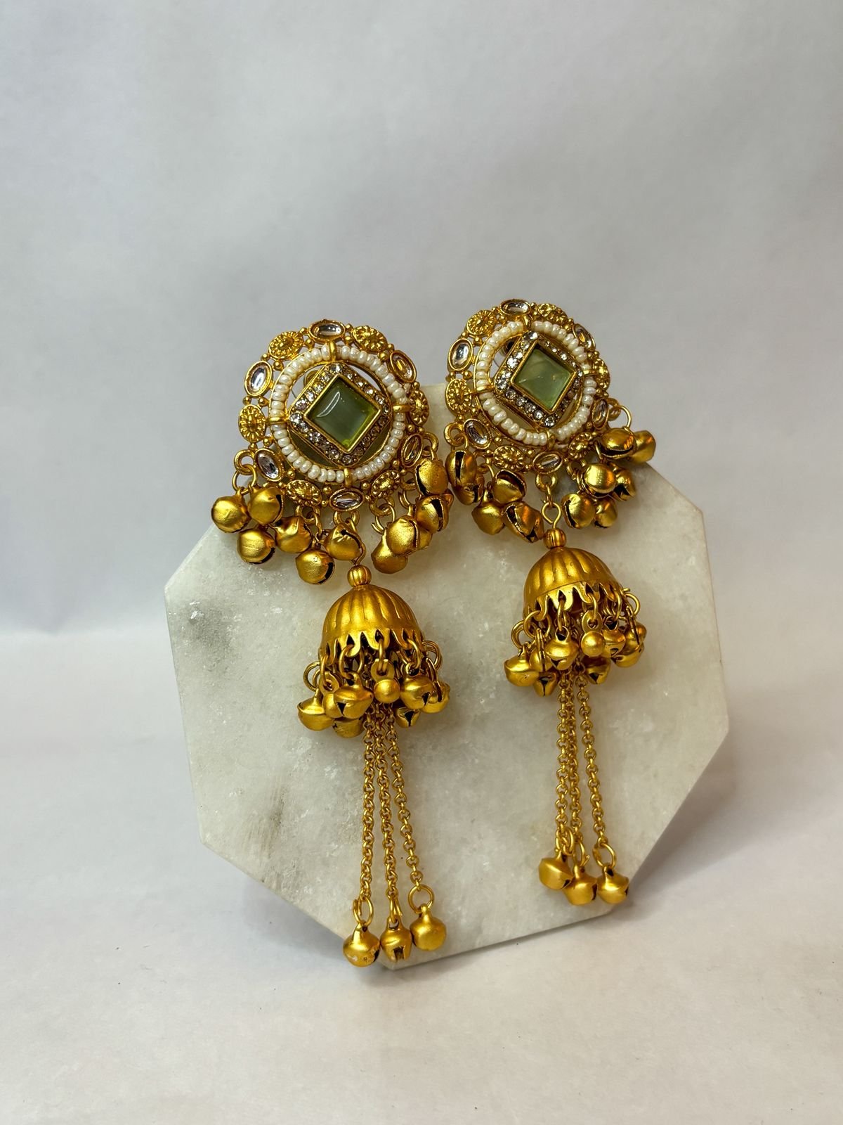 Noor Sea Green Kashmiri Jhumka Earrings