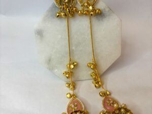 Gulbahar Pink Kashmiri Long Jhumka Earrings
