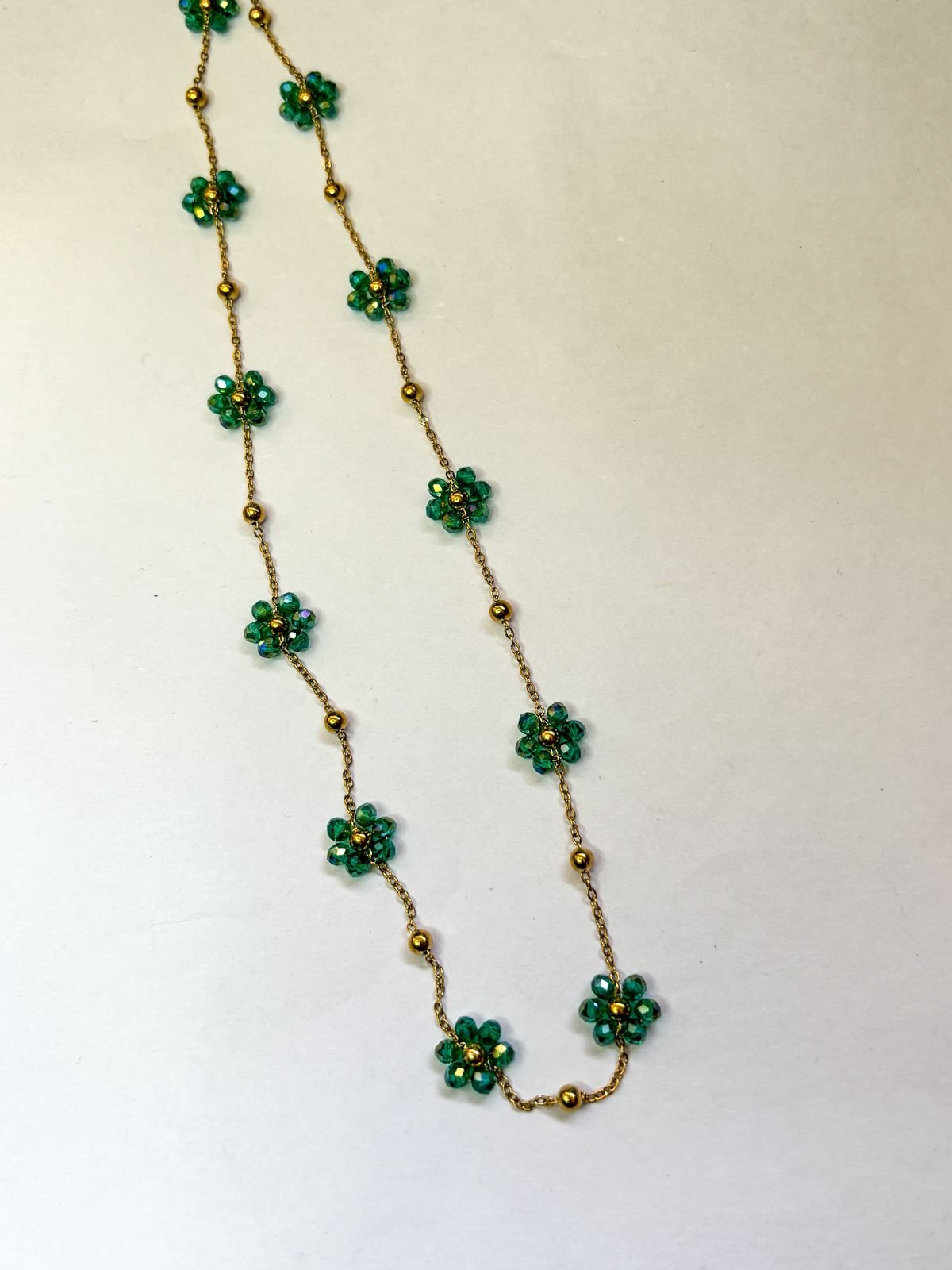 Emerald Bloom Floral Necklace by RosyBling