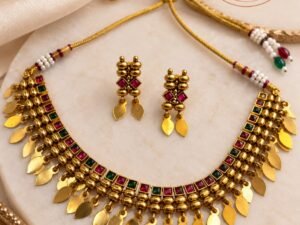 Rajwada Ruby Green Necklace Set